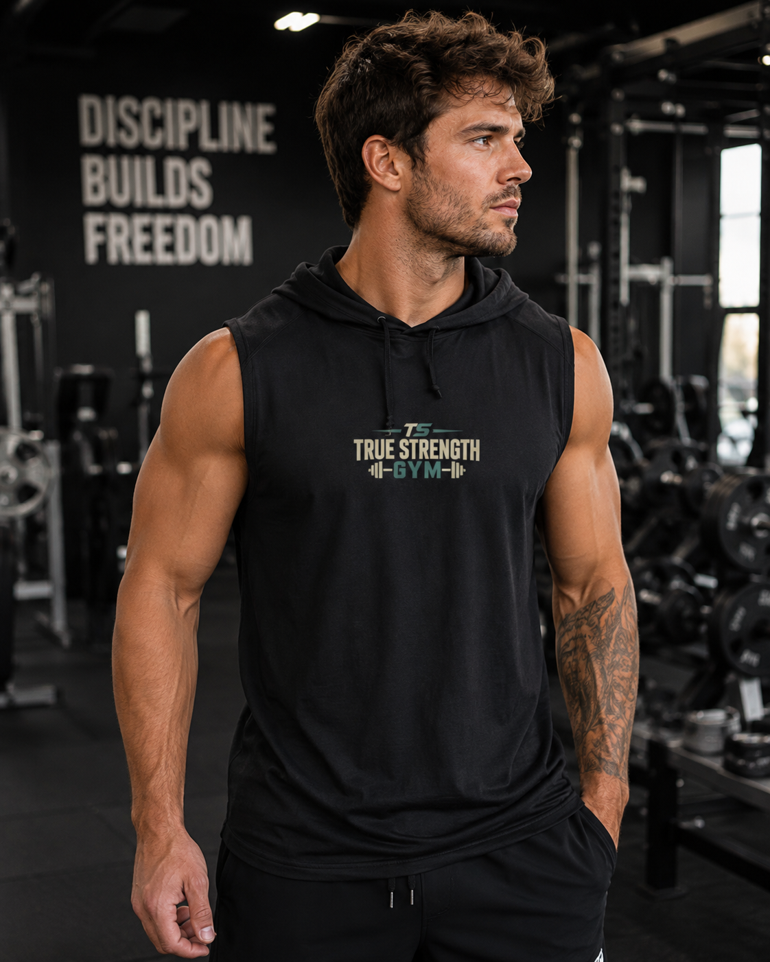 True Strength — Never Quit Sleeveless Iron Hoodie