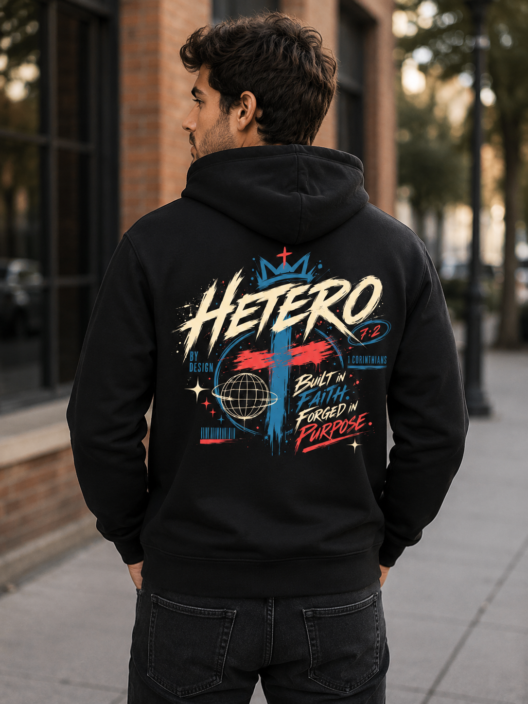 Hetero By Design — Forged in Purpose Graphic Hoodie
