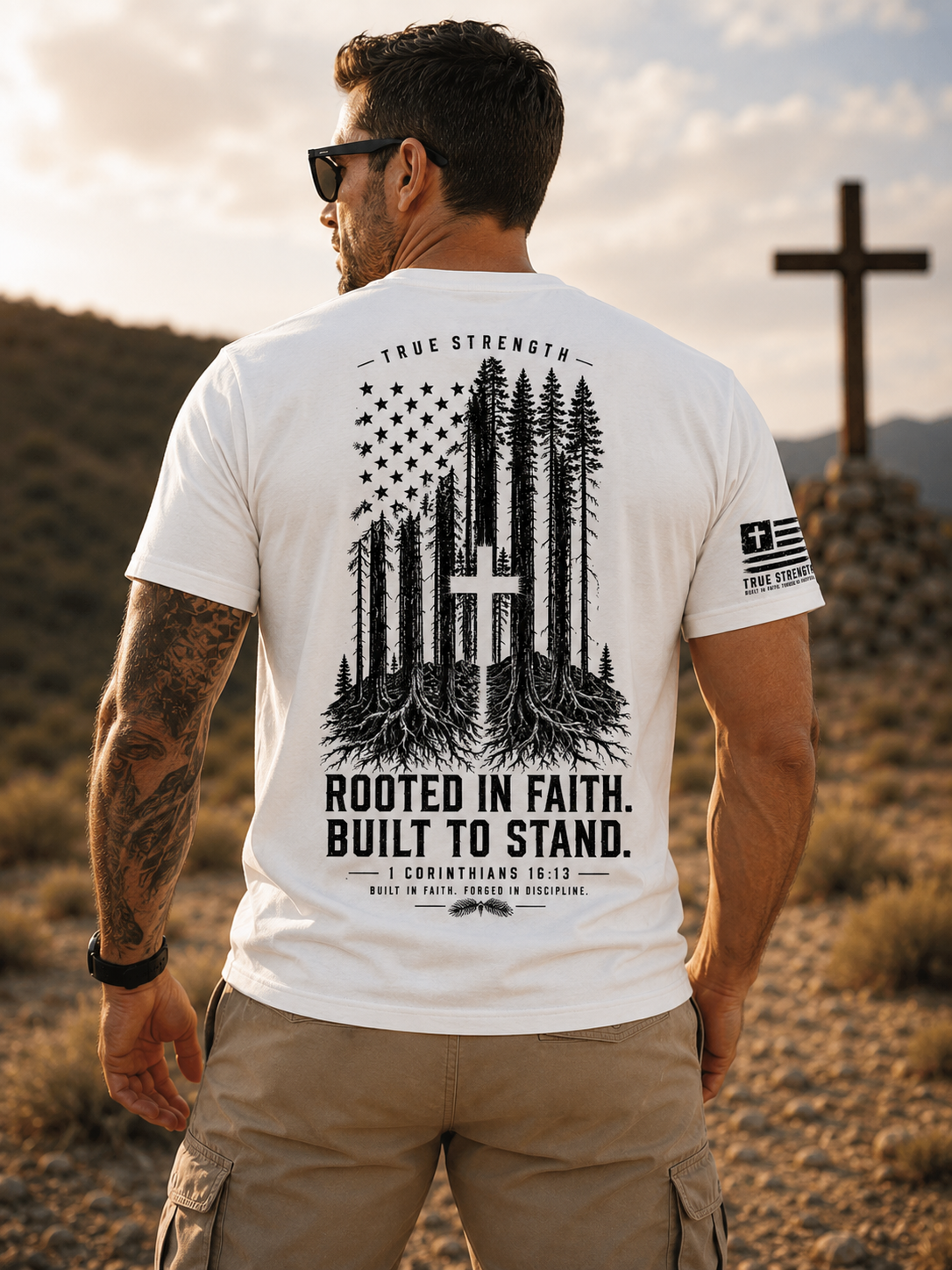 True Strength — Rooted to Stand Grunt Tee.